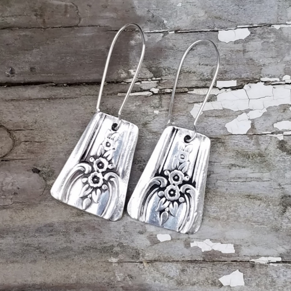 Vintage Silverware Earrings Upcycled Silver Knife